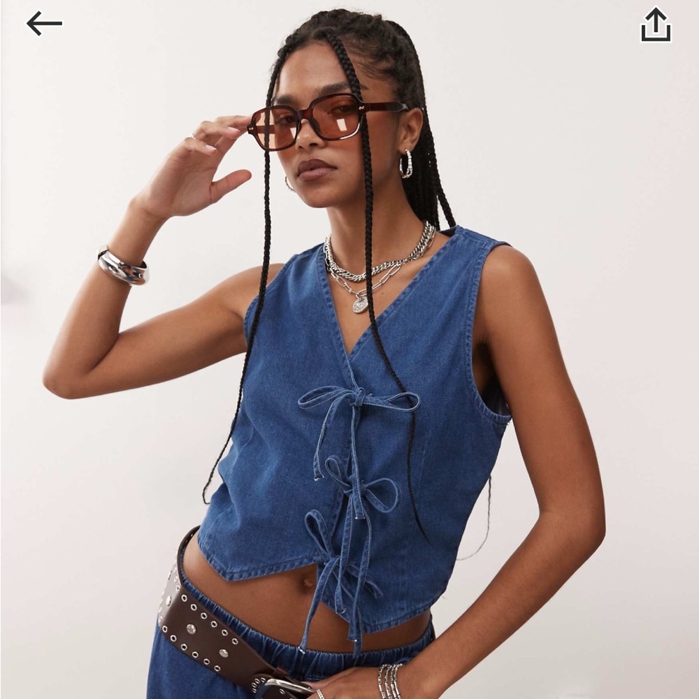 Reclaimed Vintage Tie Denim Tank Top